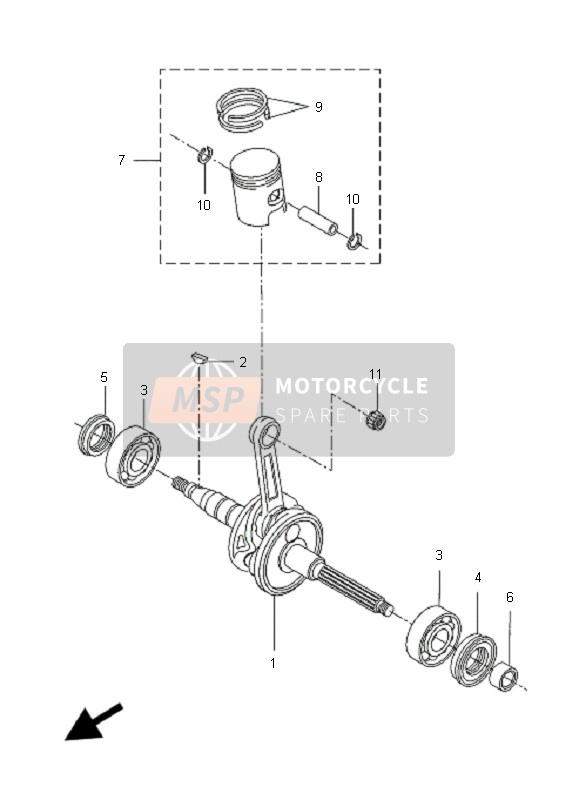 Yamaha CW50 2008 Crankshaft & Piston for a 2008 Yamaha CW50